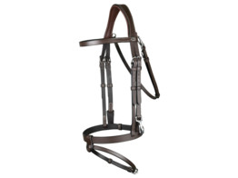 Flat Leath Bridle With Snap Hooks Brown Full WC