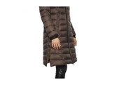 Shiny/matte nylon hood long puff women brown M