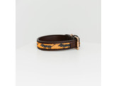 Dog Collar Handmade Pearls orange/black L 52-62cm