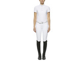 Pleated s/sjers Comp polo women white L