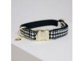 Dog Collar Pied-de-Poule black S 28-40cm