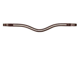 Dyon New English Collection Double White Swaro V-Shape Browband Brown Pony