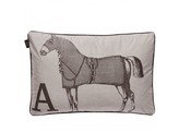 Velvet horse cushion 60x40 Taupe/silver